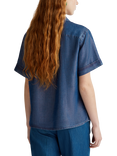 Benetton Boxy Short Sleeve Denim Shirt, Medium Blue