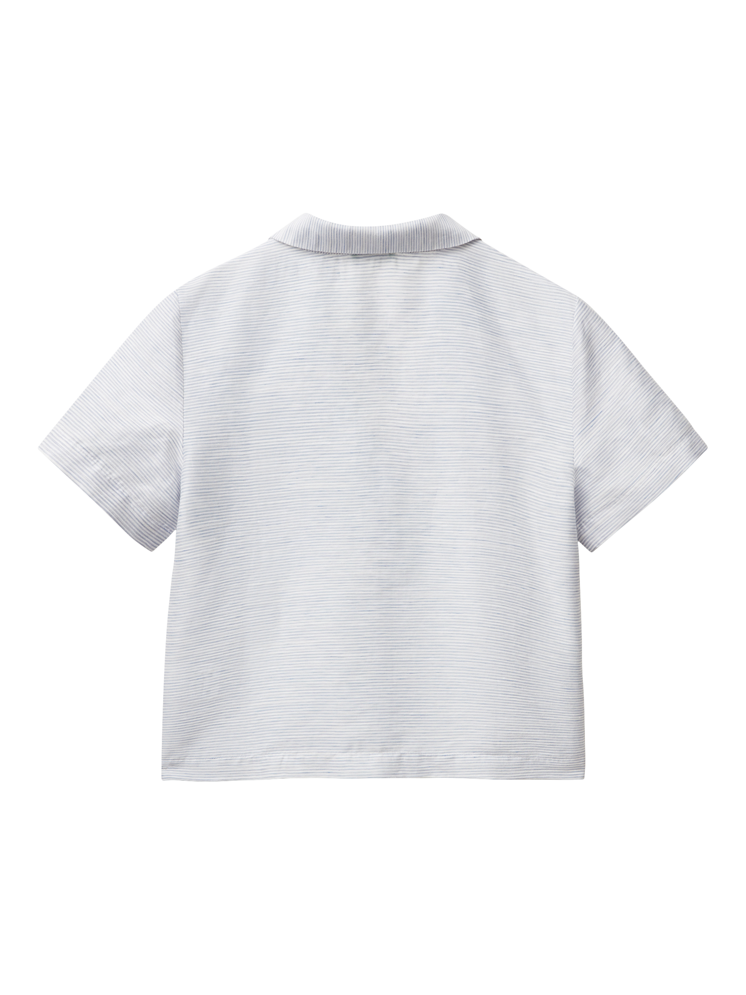Product image 4 of 4, which shows Benetton Boxy Short Sleeve Linen Blend Shirt, Air Force Blue, XS