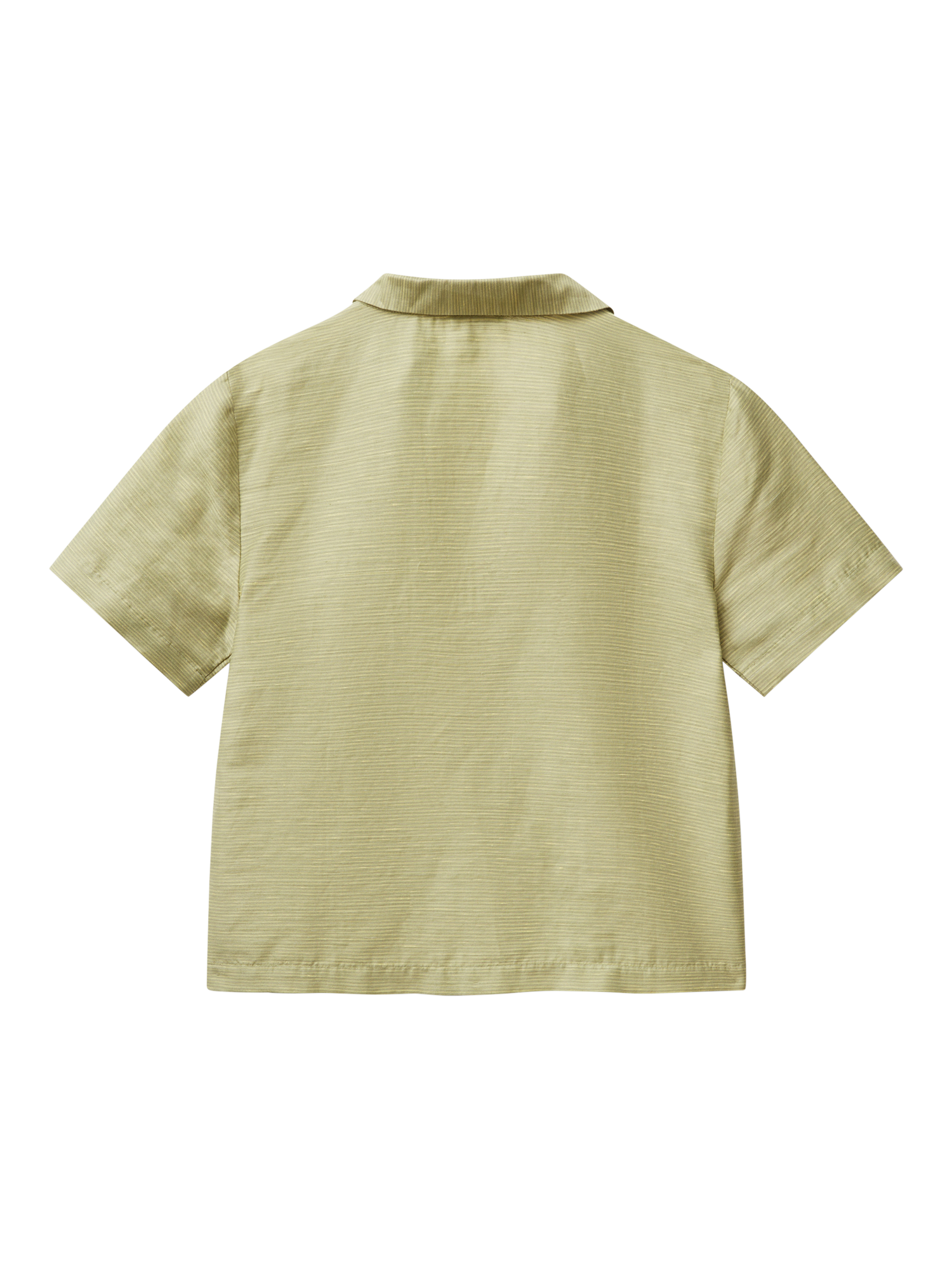Product image 4 of 4, which shows Benetton Boxy Short Sleeve Linen Blend Shirt, Olive Green, XS