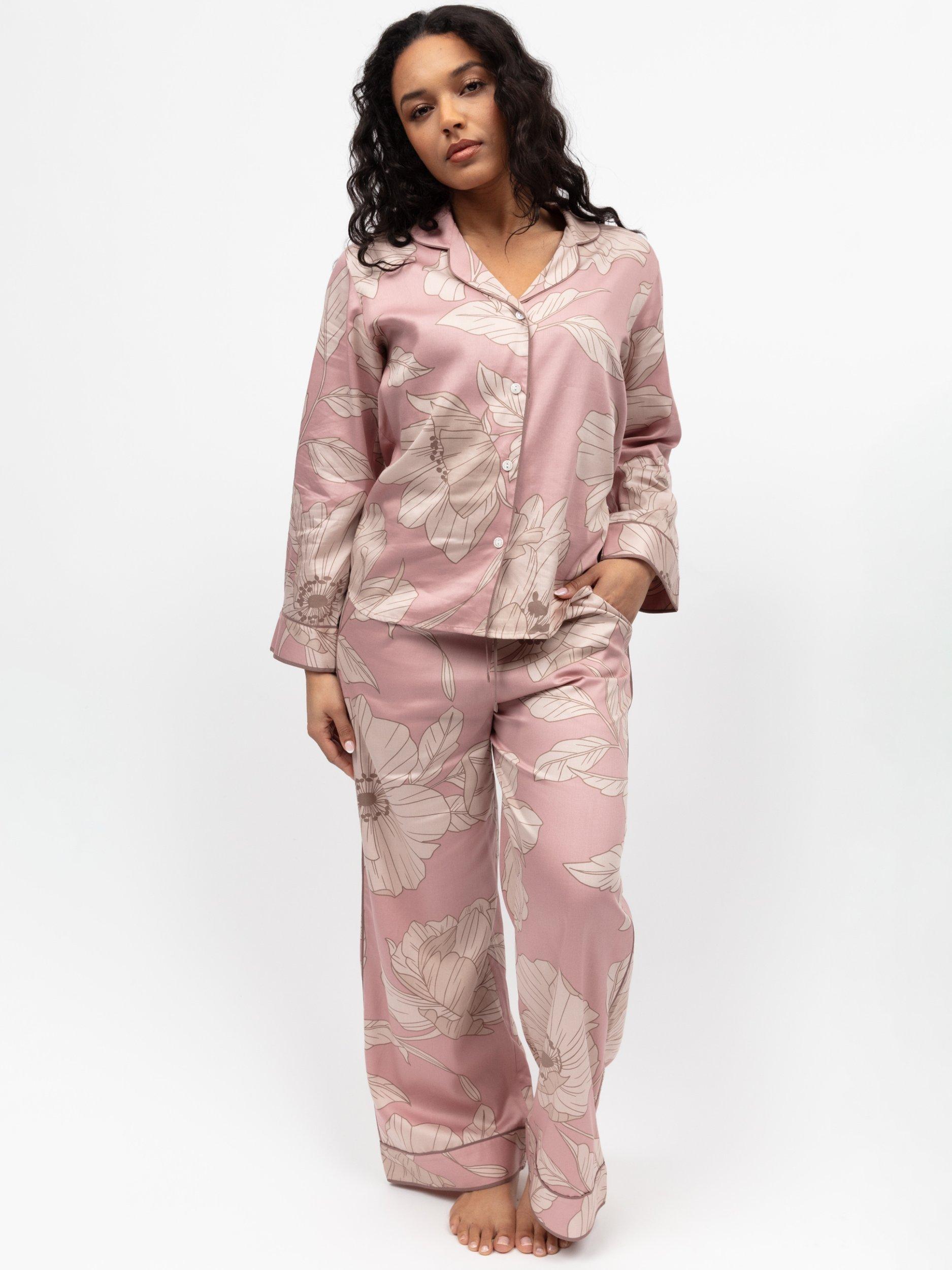 Product image 1 of 3, which shows Fable & Eve Fulham Floral Long Sleeve Long Pyjama Set, Pink, 8