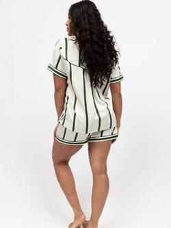 Fable & Eve Maida Vale Short Sleeve Shorty Pyjama Set, Olive Green - view 2, Olive Green