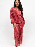 Fable & Eve Shoreditch Stripe Long Pyjama Set, Rust