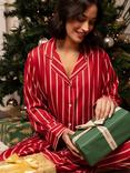 Fable & Eve Shoreditch Stripe Long Pyjama Set, Rust