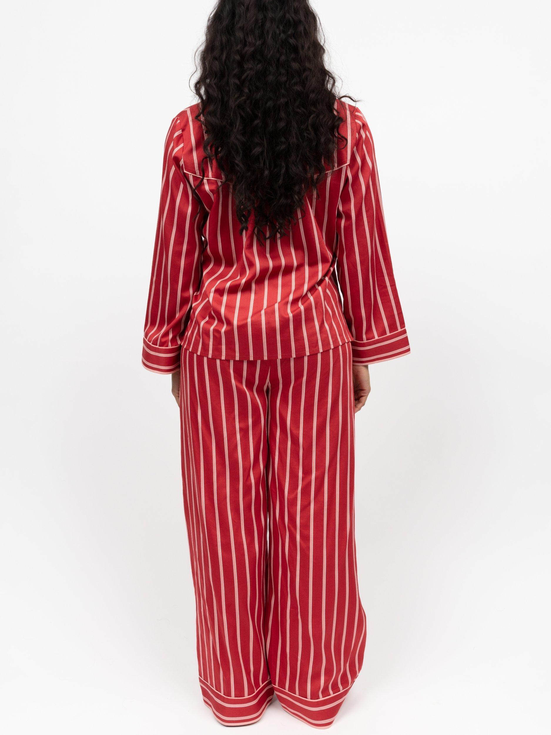 Product image 3 of 4, which shows Fable & Eve Shoreditch Stripe Long Pyjama Set, Rust, 8