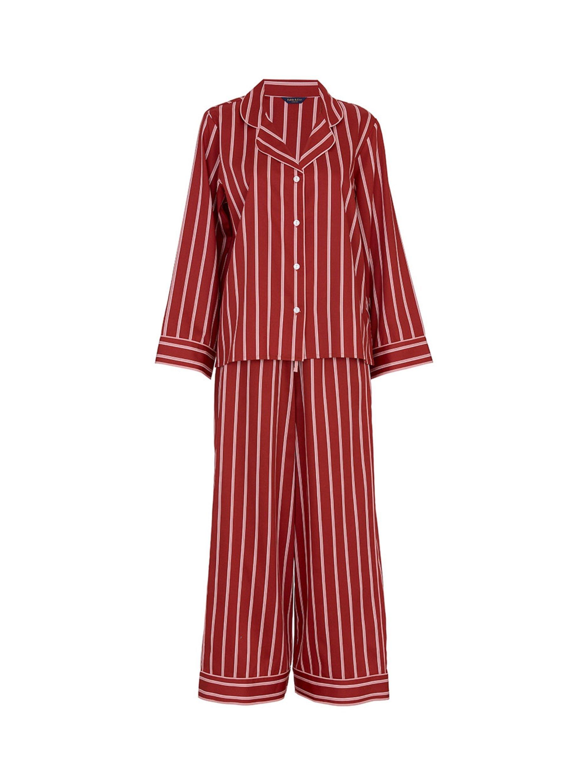 Product image 4 of 4, which shows Fable & Eve Shoreditch Stripe Long Pyjama Set, Rust, 8
