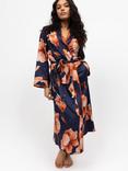 Fable & Eve Camden Floral Long Dressing Gown, Navy