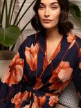 Fable & Eve Camden Floral Long Dressing Gown, Navy