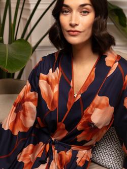 Fable & Eve Camden Floral Long Dressing Gown, Navy - view 2, Navy