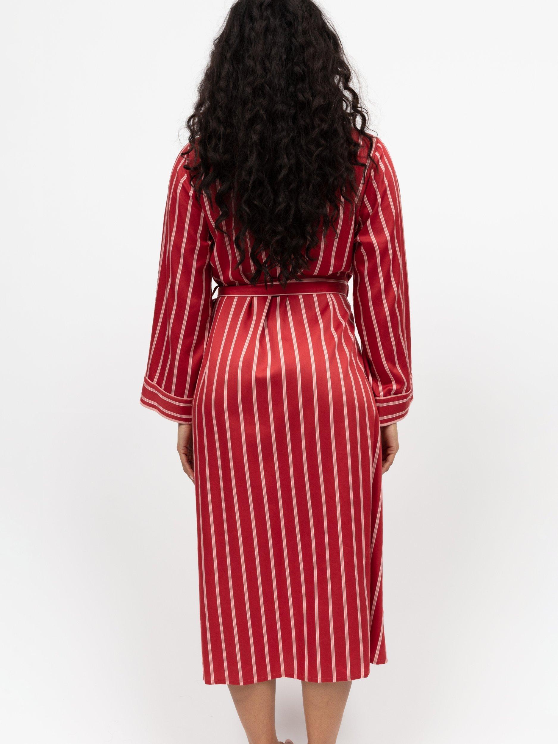 Product image 3 of 4, which shows Fable & Eve Shoreditch Stripe Dressing Gown, Rust Orange, 8