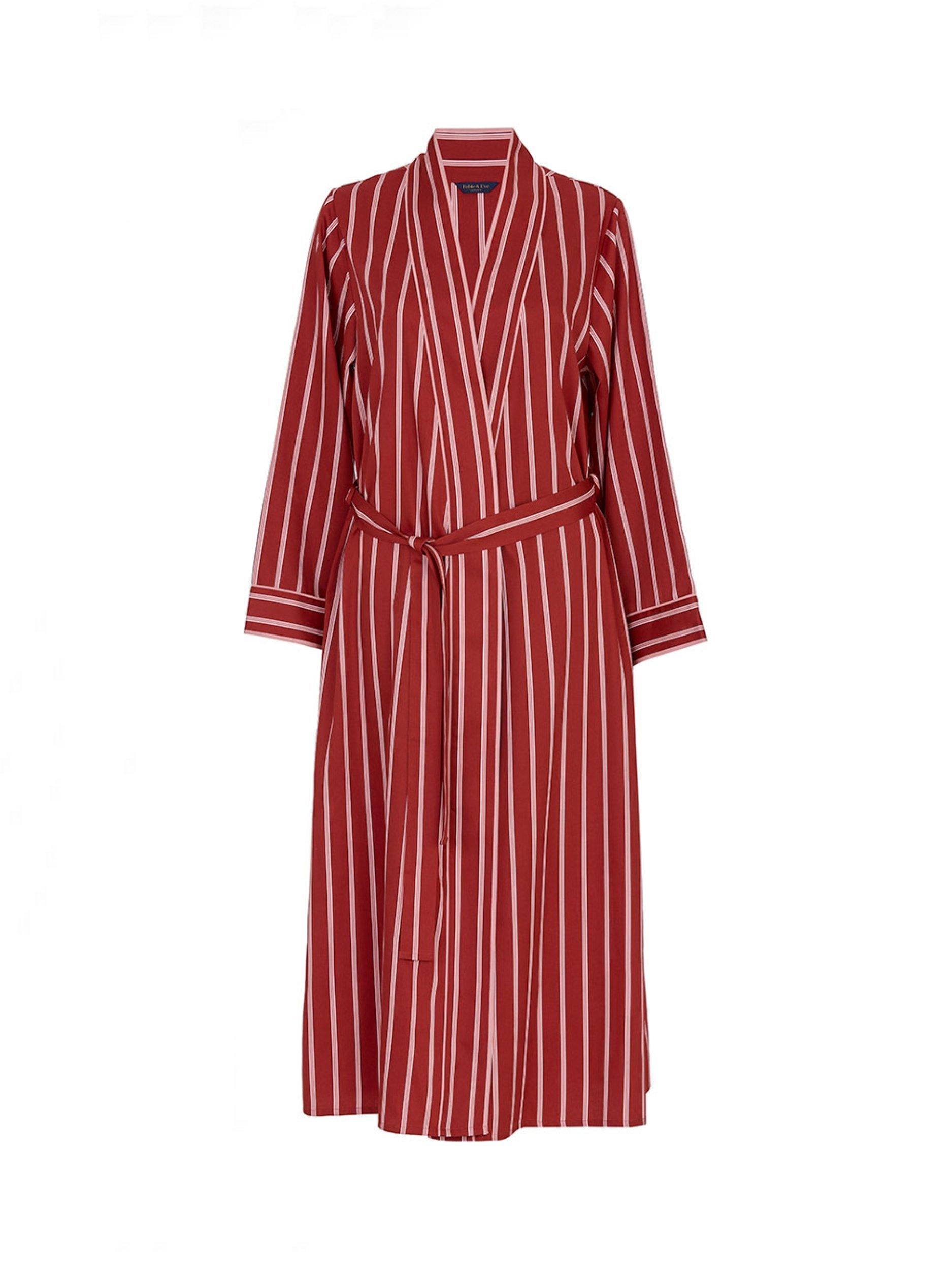 Product image 4 of 4, which shows Fable & Eve Shoreditch Stripe Dressing Gown, Rust Orange, 8