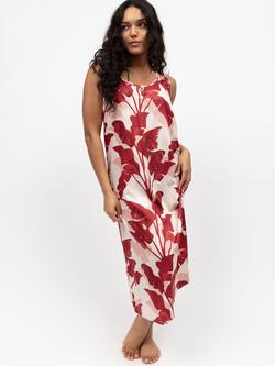 Fable & Eve Shoreditch Leaf Print Nightdress, Red, Red