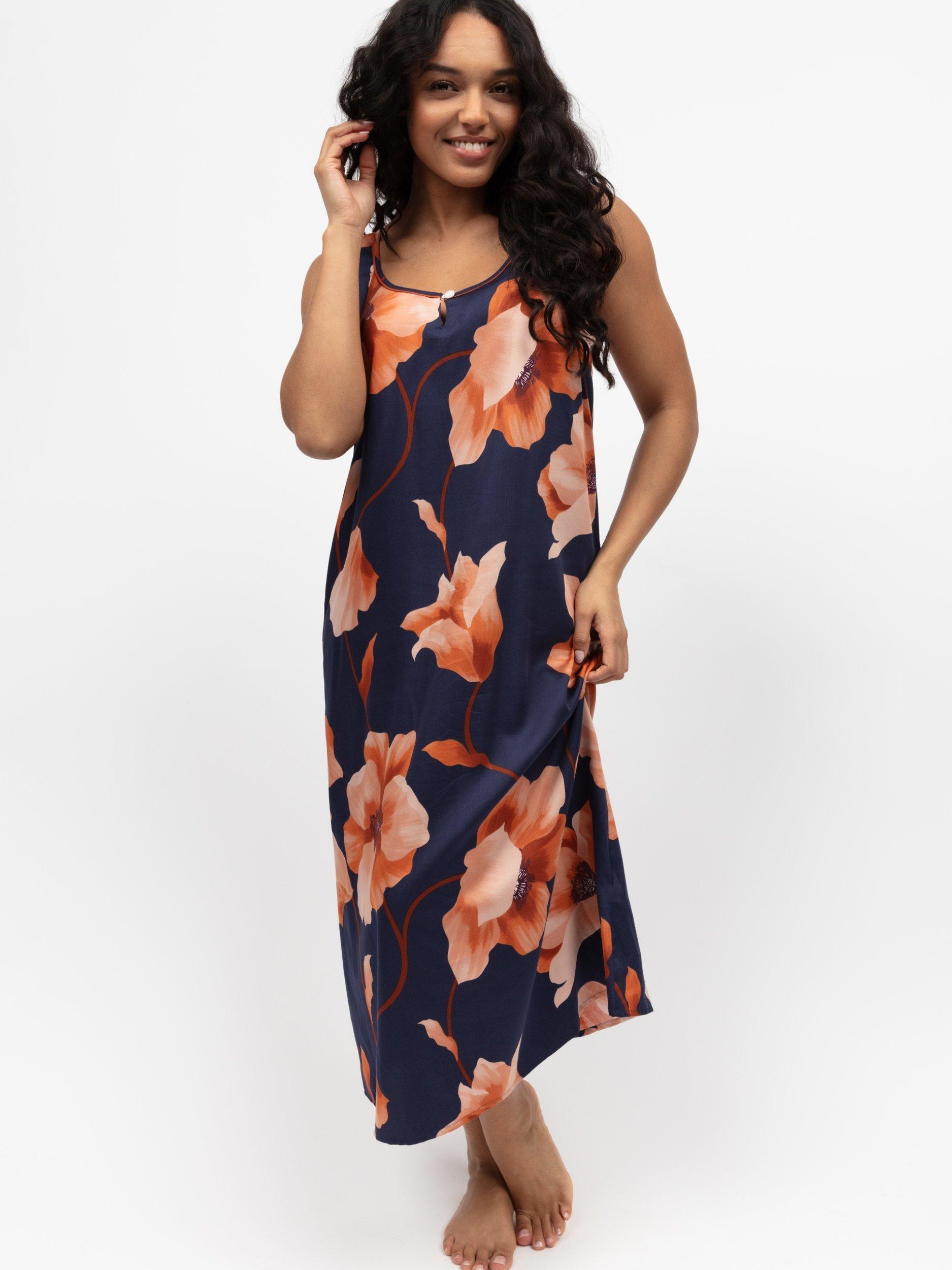 Product image 1 of 4, which shows Fable & Eve Camden Floral Nightdress, Navy, 8