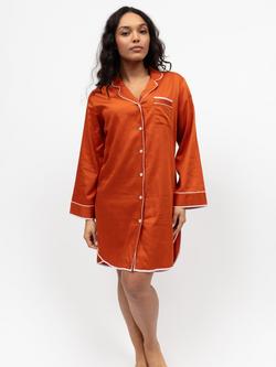 Fable & Eve Camden Long Sleeve Nightshirt, Burnt Orange, Burnt Orange