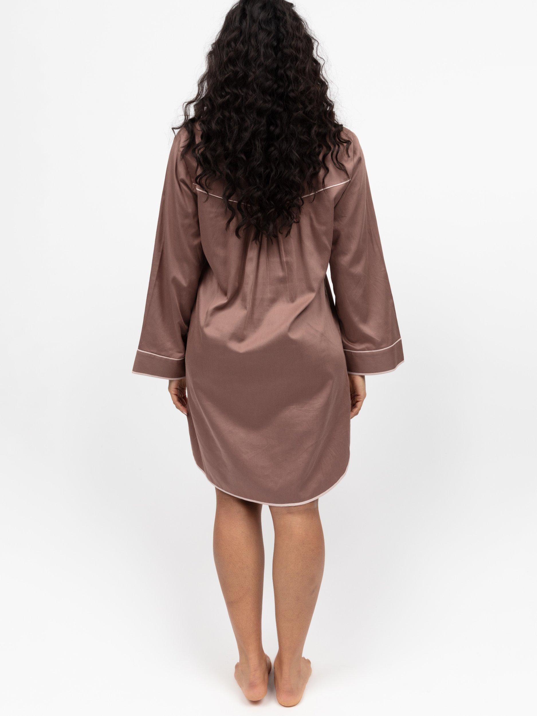Product image 2 of 4, which shows Fable & Eve Fulham Long Sleeve Knee Length Nightshirt, Mocha, 8