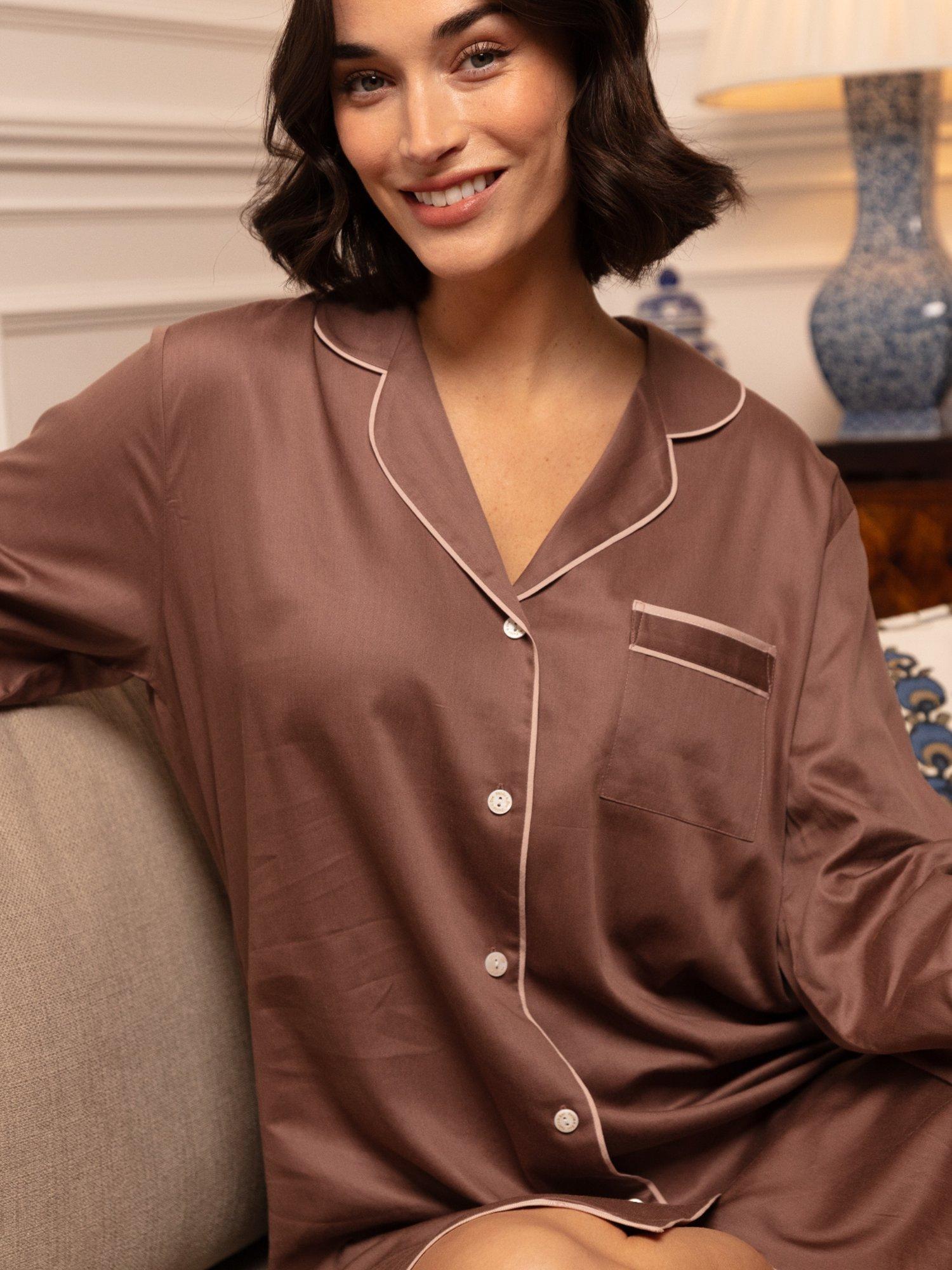 Product image 3 of 4, which shows Fable & Eve Fulham Long Sleeve Knee Length Nightshirt, Mocha, 8