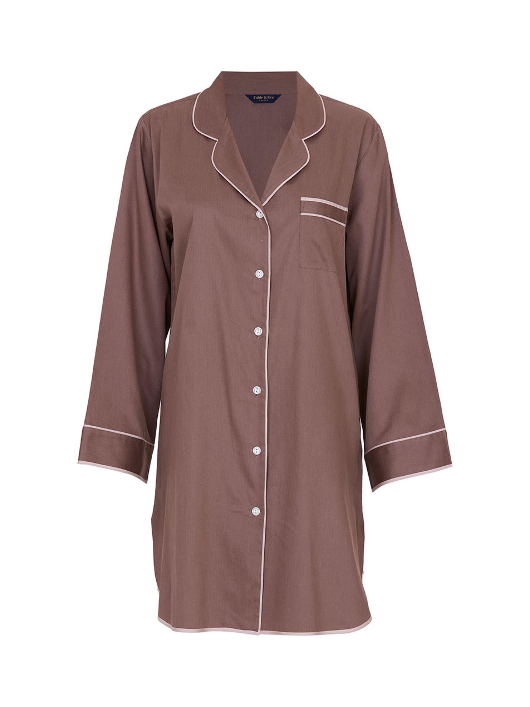 Product image 4 of 4, which shows Fable & Eve Fulham Long Sleeve Knee Length Nightshirt, Mocha, 8