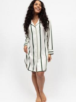 Fable & Eve Maida Vale Stripe Nightshirt, Olive, Olive