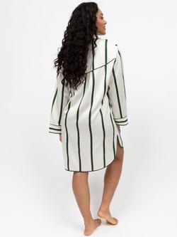 Fable & Eve Maida Vale Stripe Nightshirt, Olive - view 2, Olive
