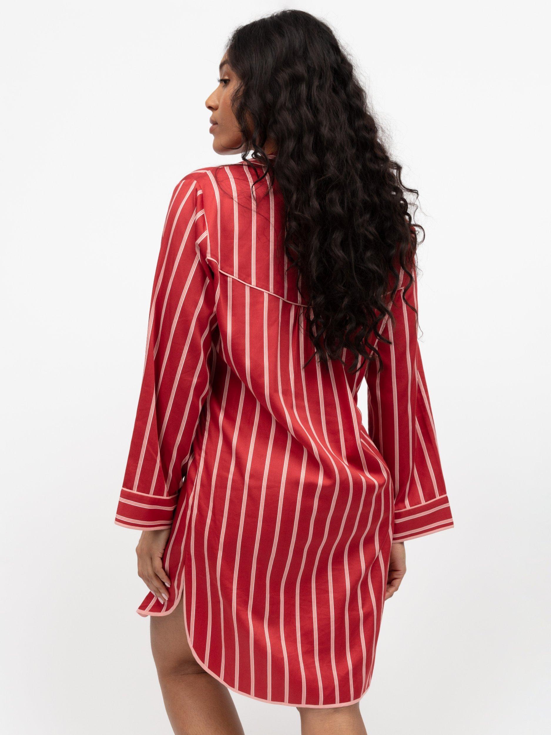 Product image 3 of 4, which shows Fable & Eve Shoreditch Stripe Nightshirt, Rust, 8