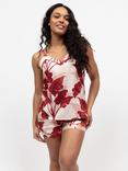 Fable & Eve Shoreditch Leaf Print Shorty Pyjama Set, Red