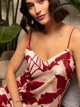 Fable & Eve Shoreditch Leaf Print Shorty Pyjama Set, Red