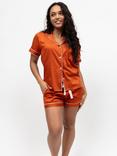 Fable & Eve Camden Contrast Trim Shorty Pyjama Set, Burnt Orange