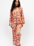Fable & Eve Camden Palm Print Long Pyjama Set, Burnt Orange