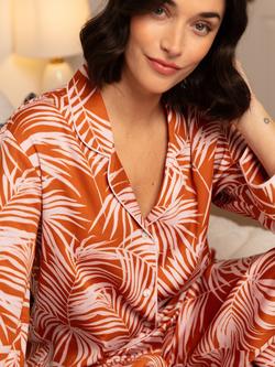 Fable & Eve Camden Palm Print Long Pyjama Set, Burnt Orange - view 2, Burnt Orange