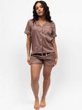 Fable & Eve Fulham Short Sleeve Shorty Pyjama Set, Mocha