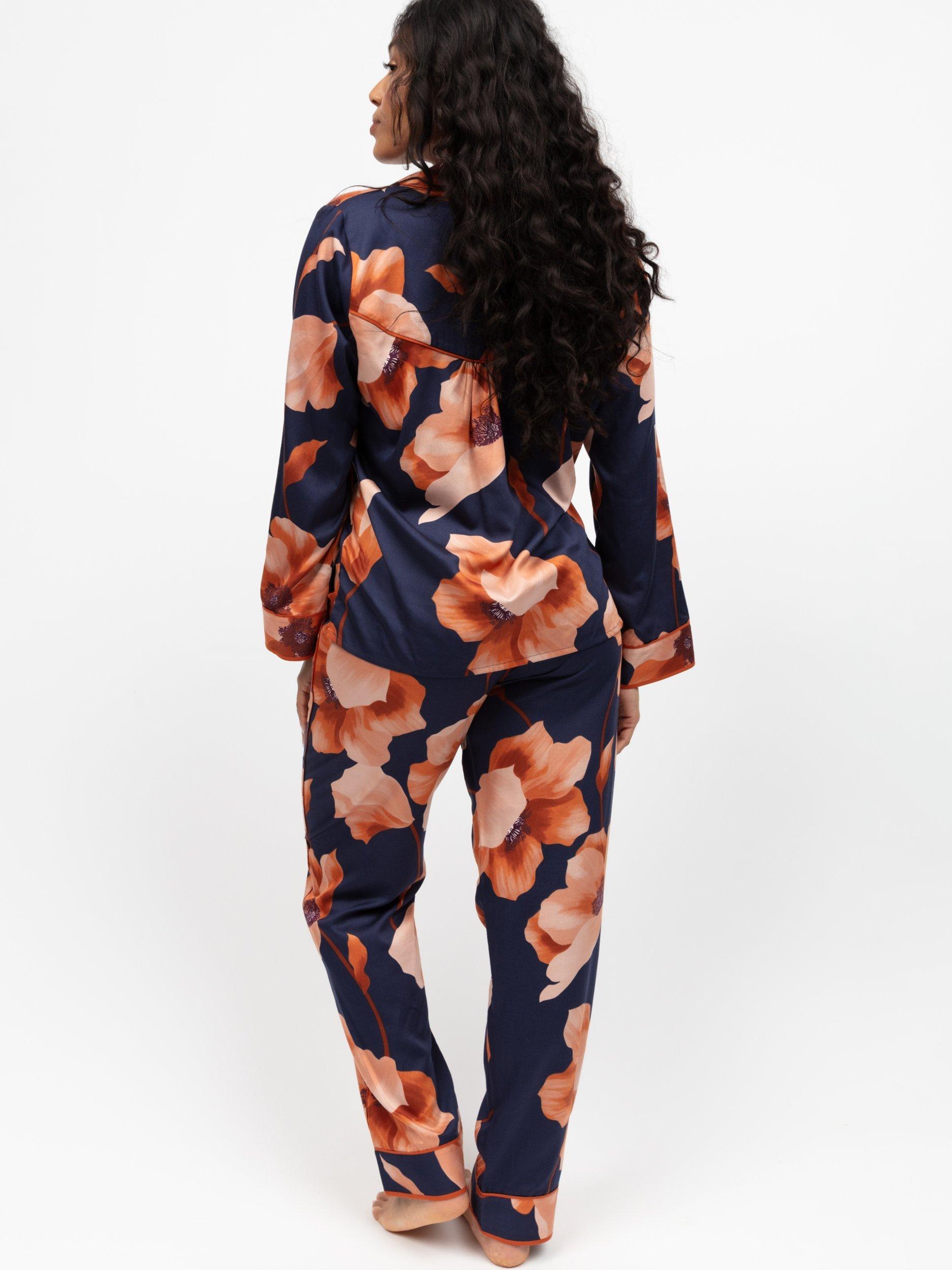Product image 3 of 4, which shows Fable & Eve Camden Floral Long Pyjama Set, Navy, 8
