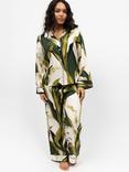 Fable & Eve Maida Vale Floral Long Sleeve Long Pyjama Set, Olive Green