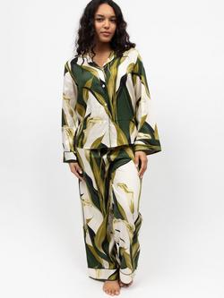 Fable & Eve Maida Vale Floral Long Sleeve Long Pyjama Set, Olive Green, Olive Green