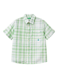 Benetton Kids' Cotton Short Sleeved Checked Shirt, Multicolor