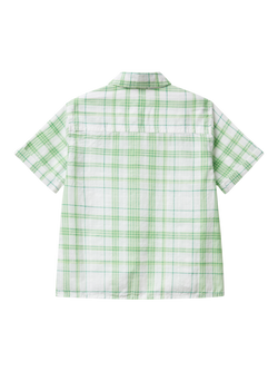 Benetton Kids' Cotton Short Sleeved Checked Shirt, Multicolor - view 2, Multicolor