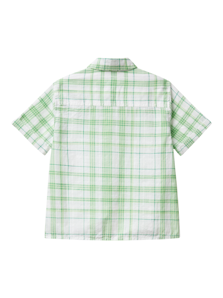 Benetton Kids' Cotton Short Sleeved Checked Shirt, Multicolor - view 2, Multicolor
