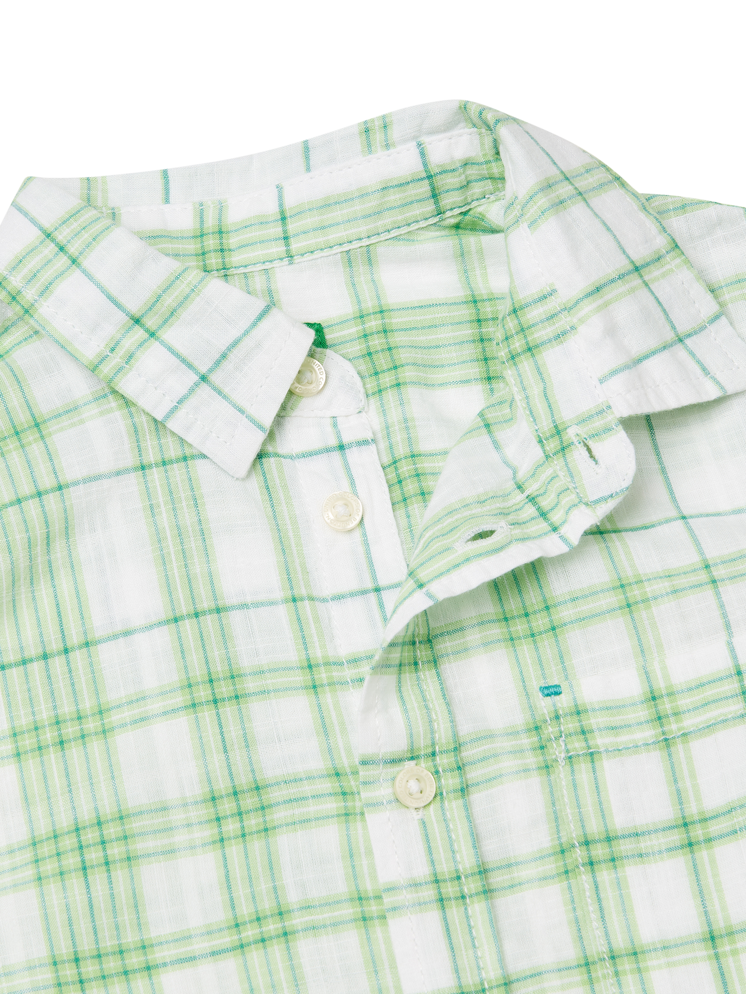 Product image 3 of 3, which shows Benetton Kids' Cotton Short Sleeved Checked Shirt, Multicolor, 3-4 years