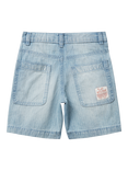 Benetton Kids' Denim Checked Bermuda Shorts, Sky Blue