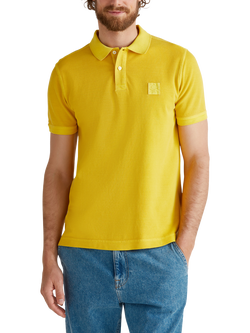 Benetton Cotton Regular Fit Short Sleeve Piqué Polo Shirt, Gold