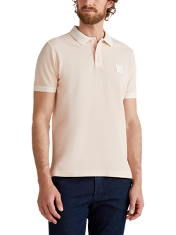 Benetton Cotton Regular Fit Short Sleeve Piqué Polo Shirt, Powder