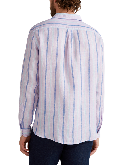 Benetton Linen Regular Fit Stripe Shirt, Multi - view 2, Multi
