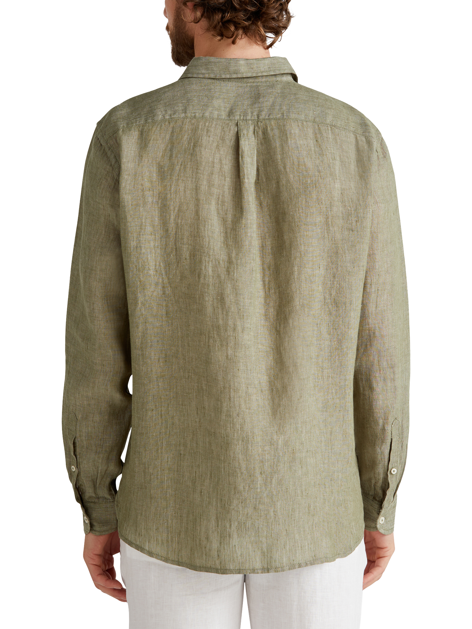 Product image 2 of 4, which shows Benetton Regular Fit Linen Shirt, Dark Military Green, S