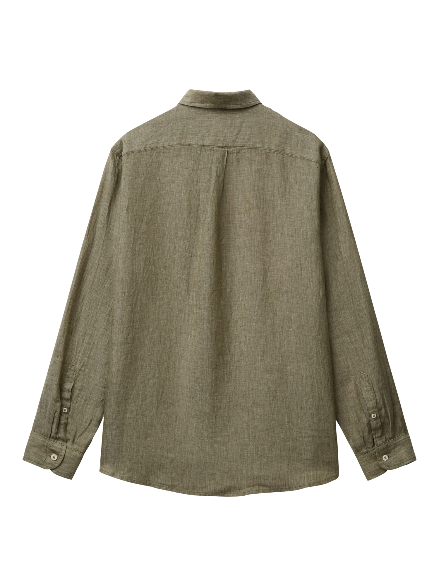 Product image 4 of 4, which shows Benetton Regular Fit Linen Shirt, Dark Military Green, S