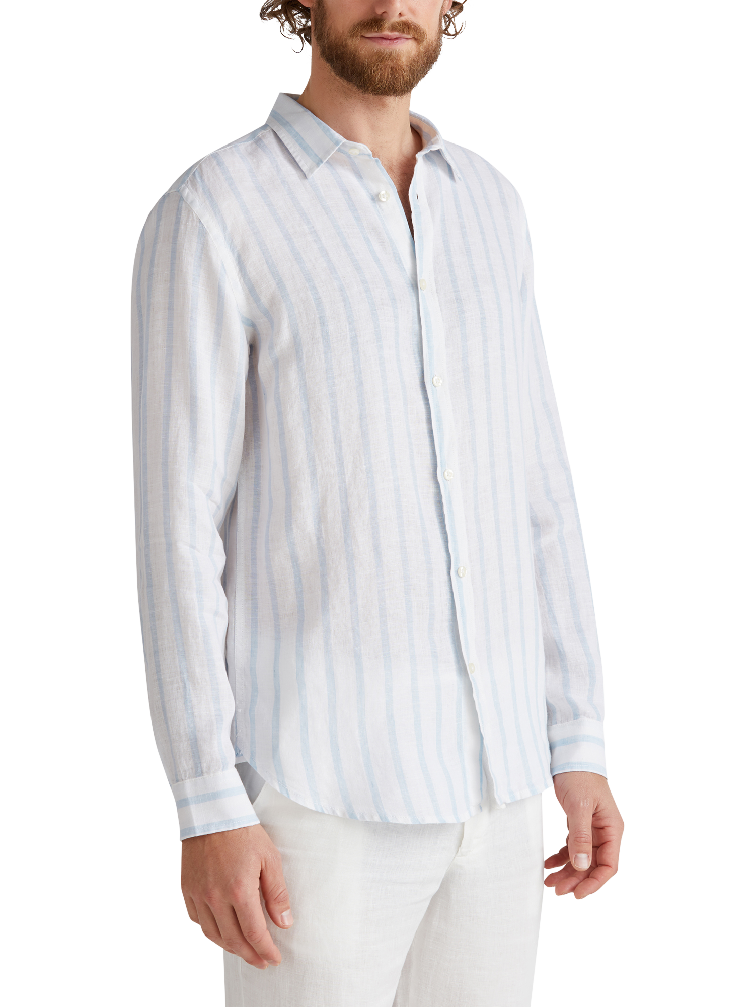 Product image 1 of 4, which shows Benetton Striped Regular Fit Shirt, Heavenly Blue, XXL