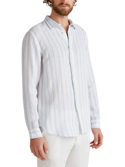 Benetton Striped Regular Fit Shirt, Heavenly Blue, Light Blue