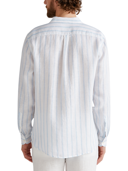Benetton Striped Regular Fit Shirt, Heavenly Blue - view 2, Light Blue