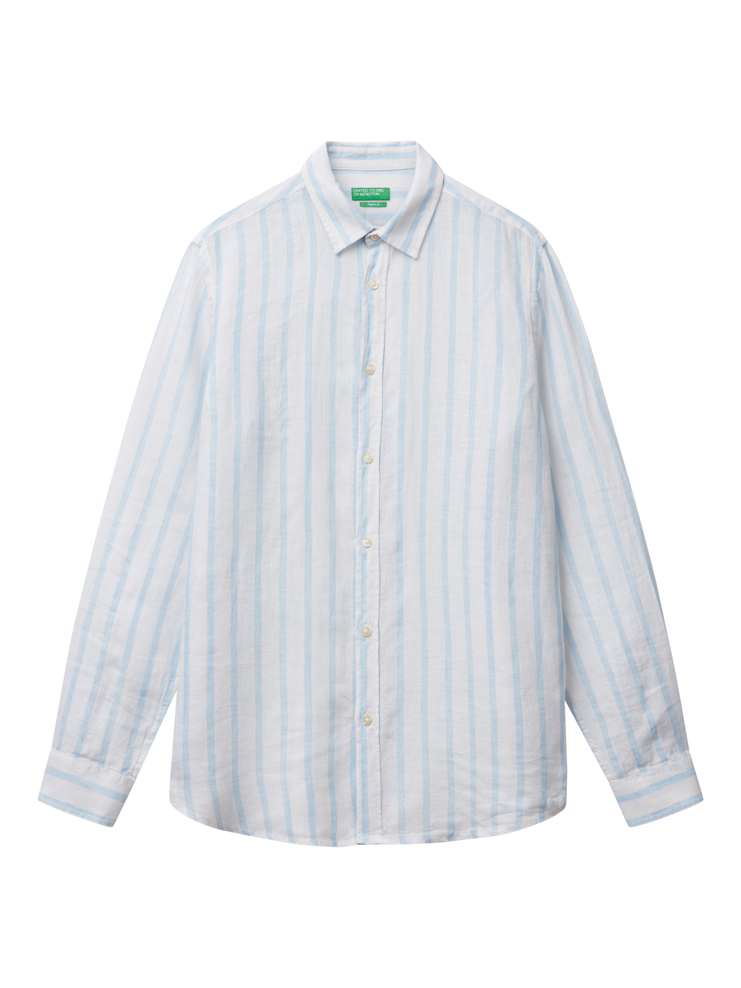 Product image 3 of 4, which shows Benetton Striped Regular Fit Shirt, Heavenly Blue, XXL