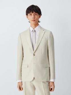 John Lewis Herringbone Slim Fit Wool Single Breasted Suit Jacket, Ecru, Ecru