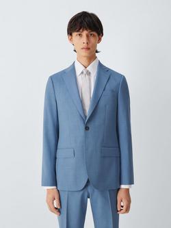 John Lewis Melange Wool Regular Fit Suit Jacket, Blue Melange
