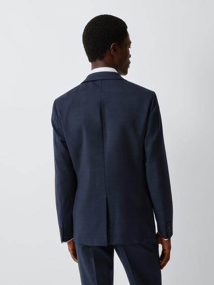 John Lewis Prince of Wales Check Slim Fit Wool Suit Jacket, Navy Check - view 2, Navy Check