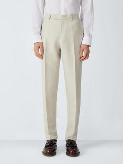 John Lewis Herringbone Slim Fit Wool Linen Blend Suit Trousers, Ecru, Ecru